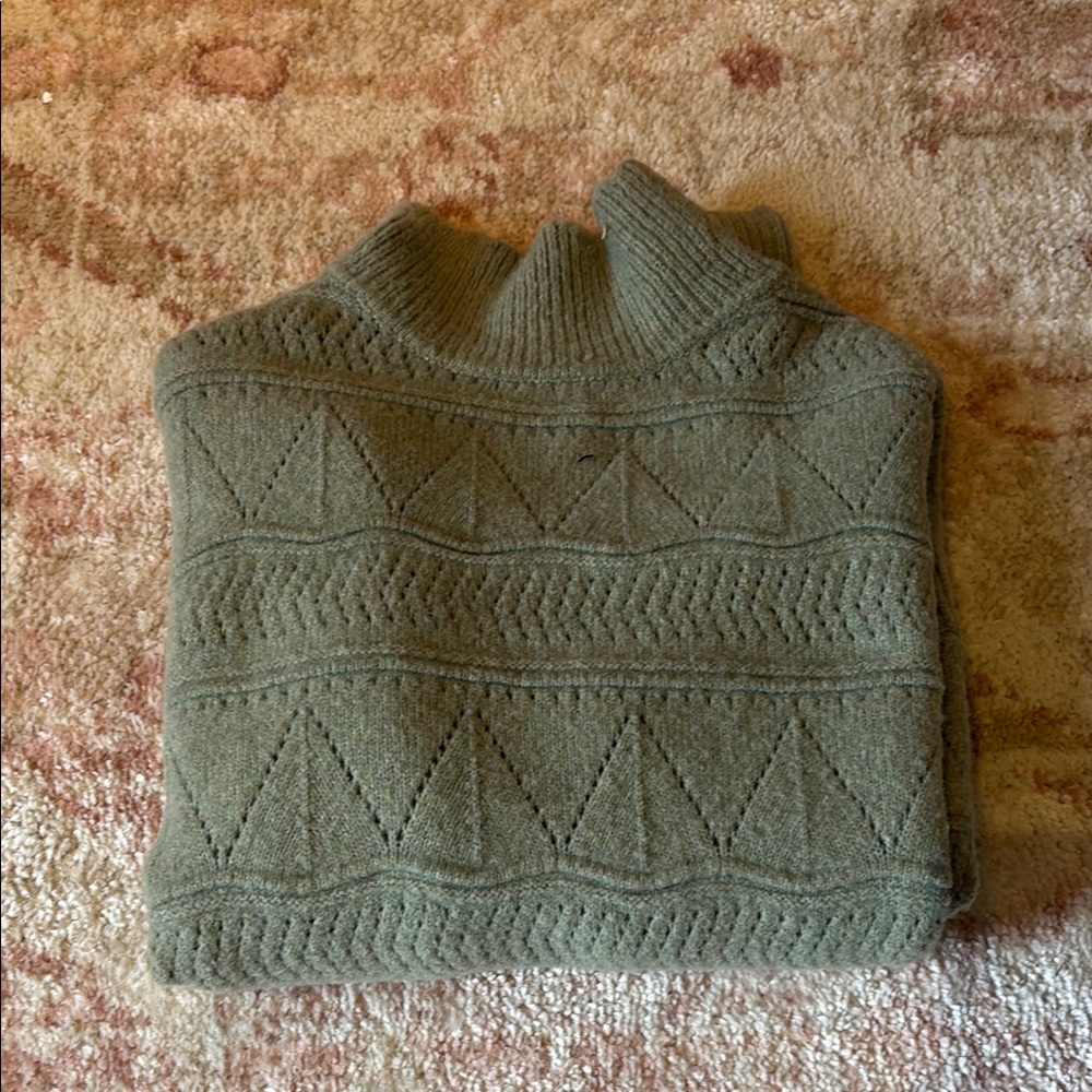 Pink Rose Olive Green Turtleneck Sweater